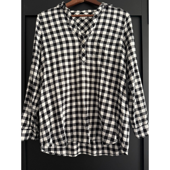 J.Crew Gingham Popover Shirt – Black & White Check, 100% Cotton, Size S - Picture 1 of 8